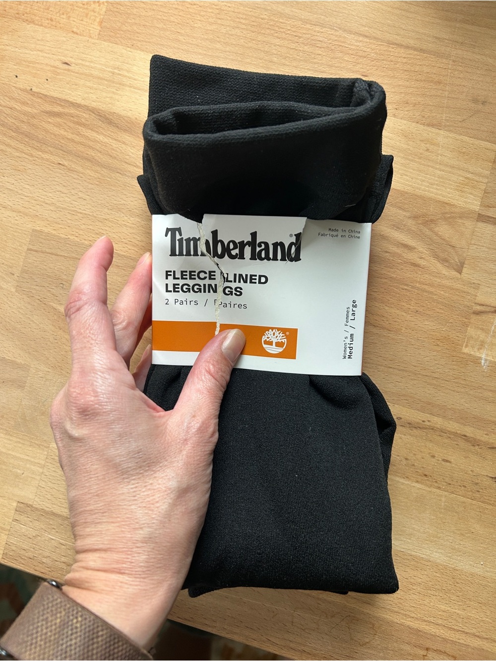 NWT Timberland women’s Black Fleece-Lined Leggings - 2 Pack Size M/L
